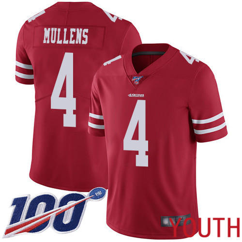 San Francisco 49ers Limited Red Youth Nick Mullens Home NFL Jersey #4 100th Season Vapor Untouchable